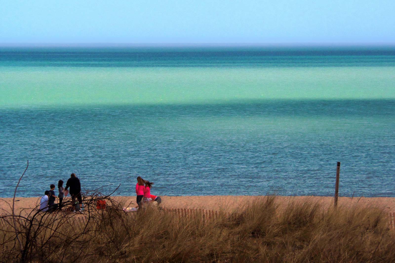 A picnic on the shore of Lake Michigan